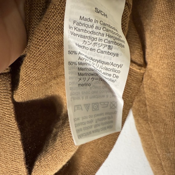 J Crew Factory Men’s Tan Crew Neck Merino Wool Blend Sweater Small - Picture 4 of 4